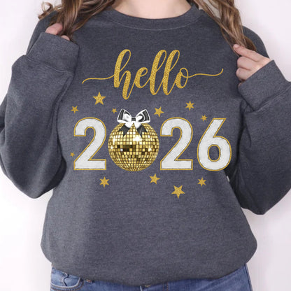 Happy New Year 2026 DTF Transfer, Ready to Press Heat Transfer for Shirts, Festive Holiday New Year 2026 Design, UV Sticker