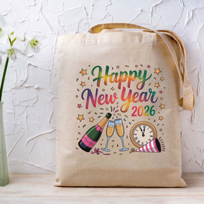 Happy New Year 2026 DTF Transfer, Ready to Press Heat Transfer for Shirts, Festive Holiday New Year 2026 Design, UV Sticker