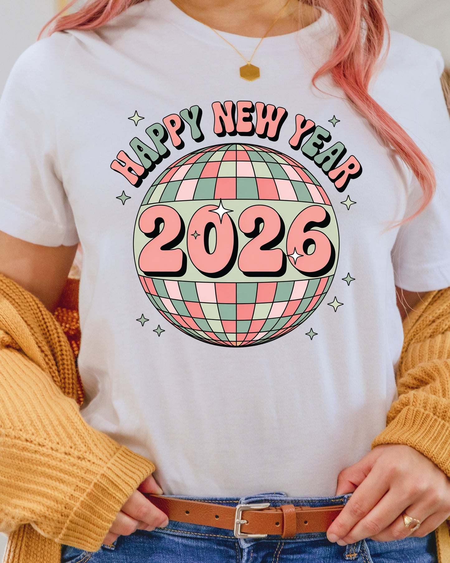 Happy New Year 2026 DTF Transfer, Ready to Press Heat Transfer for Shirts, Festive Holiday New Year 2026 Design, UV Sticker