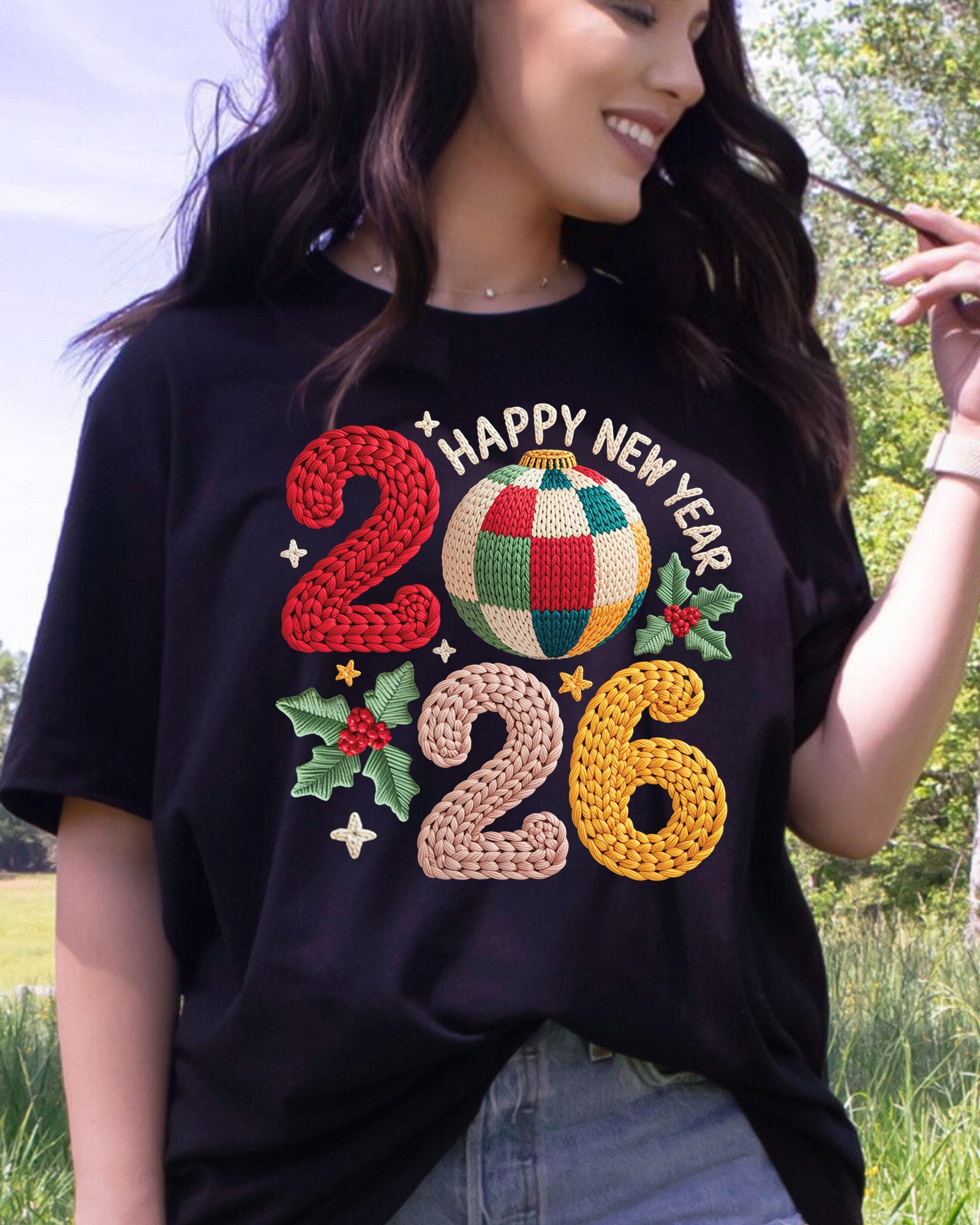 Happy New Year 2026 DTF Transfer, Ready to Press Heat Transfer for Shirts, Festive Holiday New Year 2026 Design, UV Sticker