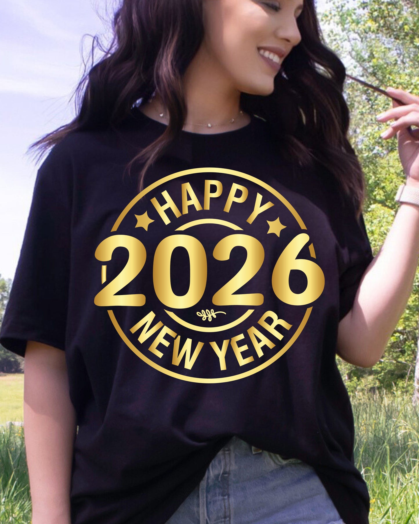 Happy New Year 2026 DTF Transfer, Ready to Press Heat Transfer for Shirts, Festive Holiday New Year 2026 Design, UV Sticker