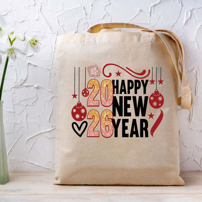 Happy New Year 2026 DTF Transfer, Ready to Press Heat Transfer for Shirts, Festive Holiday New Year 2026 Design, UV Sticker
