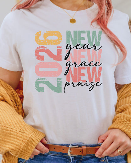 Happy New Year 2026 DTF Transfer, Ready to Press Heat Transfer for Shirts, Festive Holiday New Year 2026 Design, UV Sticker