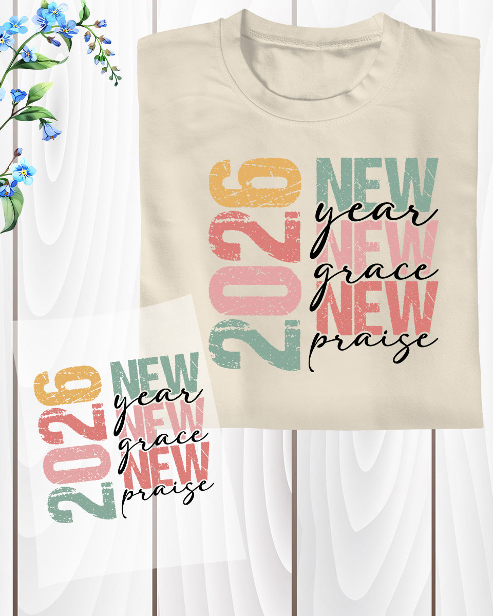 Happy New Year 2026 DTF Transfer, Ready to Press Heat Transfer for Shirts, Festive Holiday New Year 2026 Design, UV Sticker