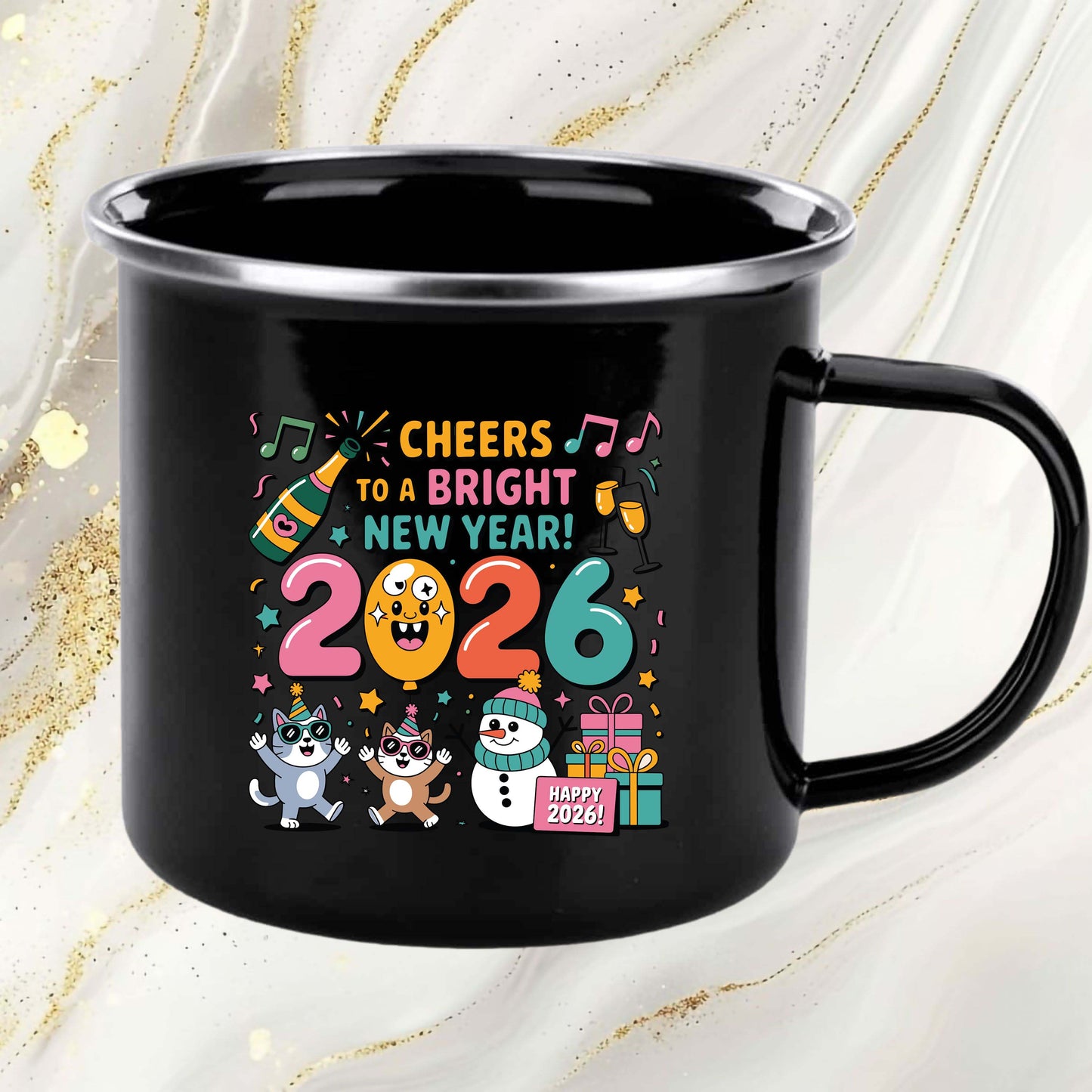 Happy New Year 2026 DTF Transfer, Ready to Press Heat Transfer for Shirts, Festive Holiday New Year 2026 Design, UV Sticker