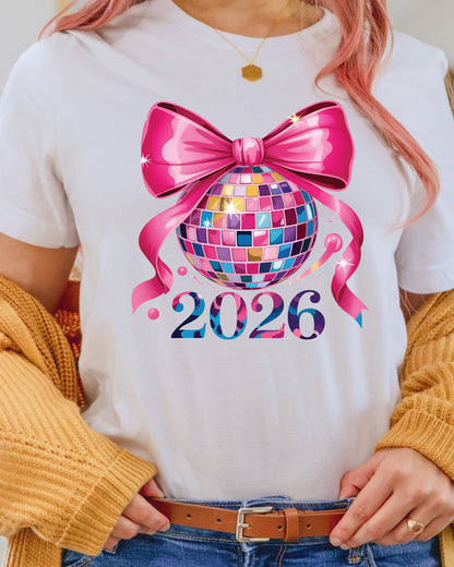 Happy New Year 2026 DTF Transfer, Ready to Press Heat Transfer for Shirts, Festive Holiday New Year 2026 Design, UV Sticker