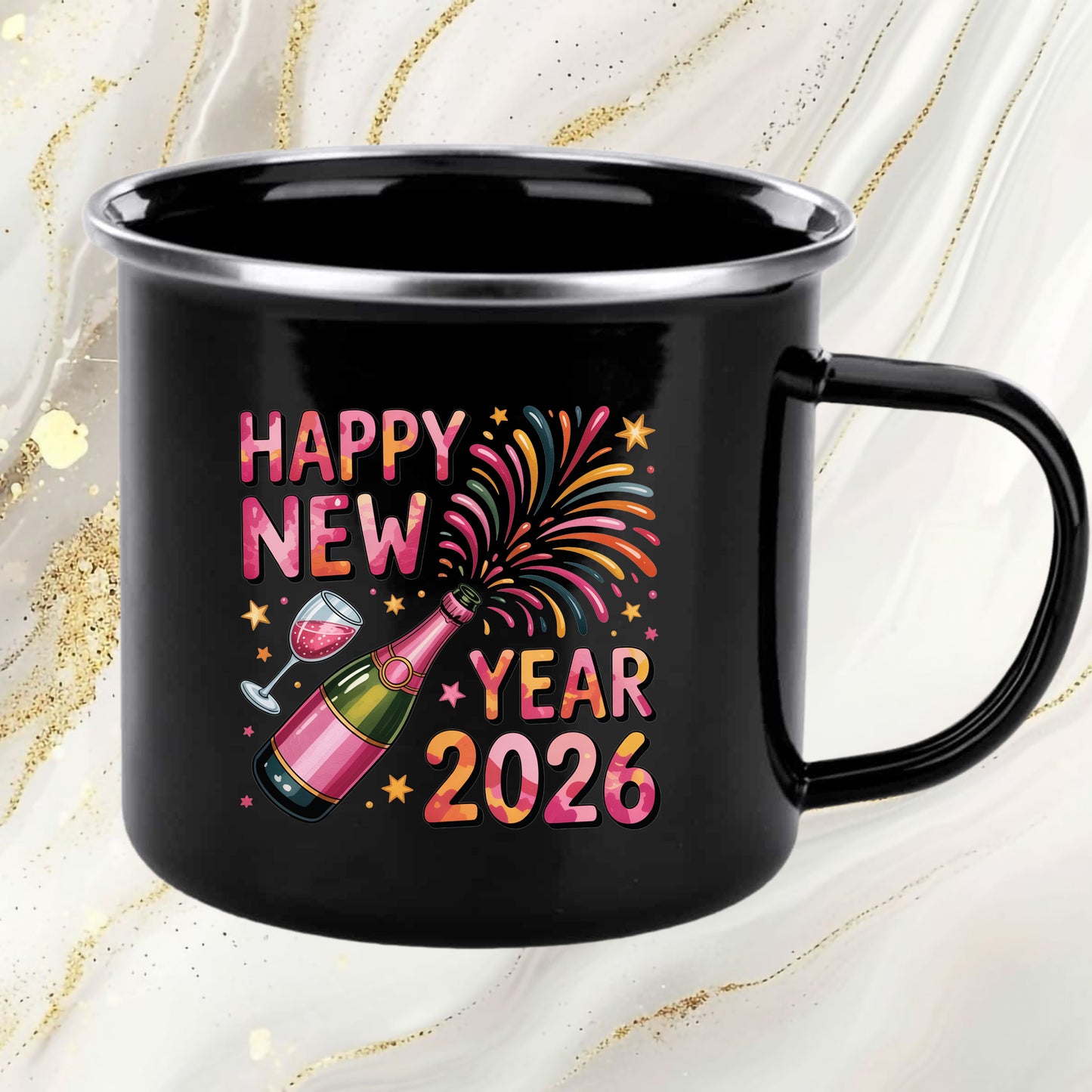 Happy New Year 2026 DTF Transfer, Ready to Press Heat Transfer for Shirts, Festive Holiday New Year 2026 Design, UV Sticker
