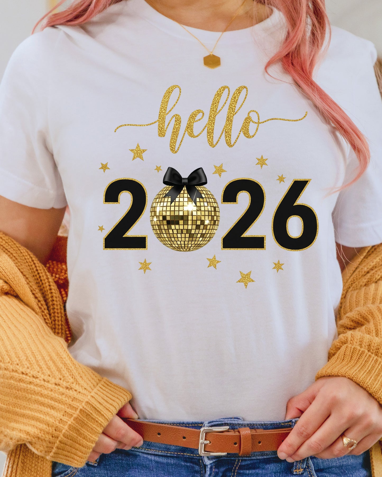 Happy New Year 2026 DTF Transfer, Ready to Press Heat Transfer for Shirts, Festive Holiday New Year 2026 Design, UV Sticker