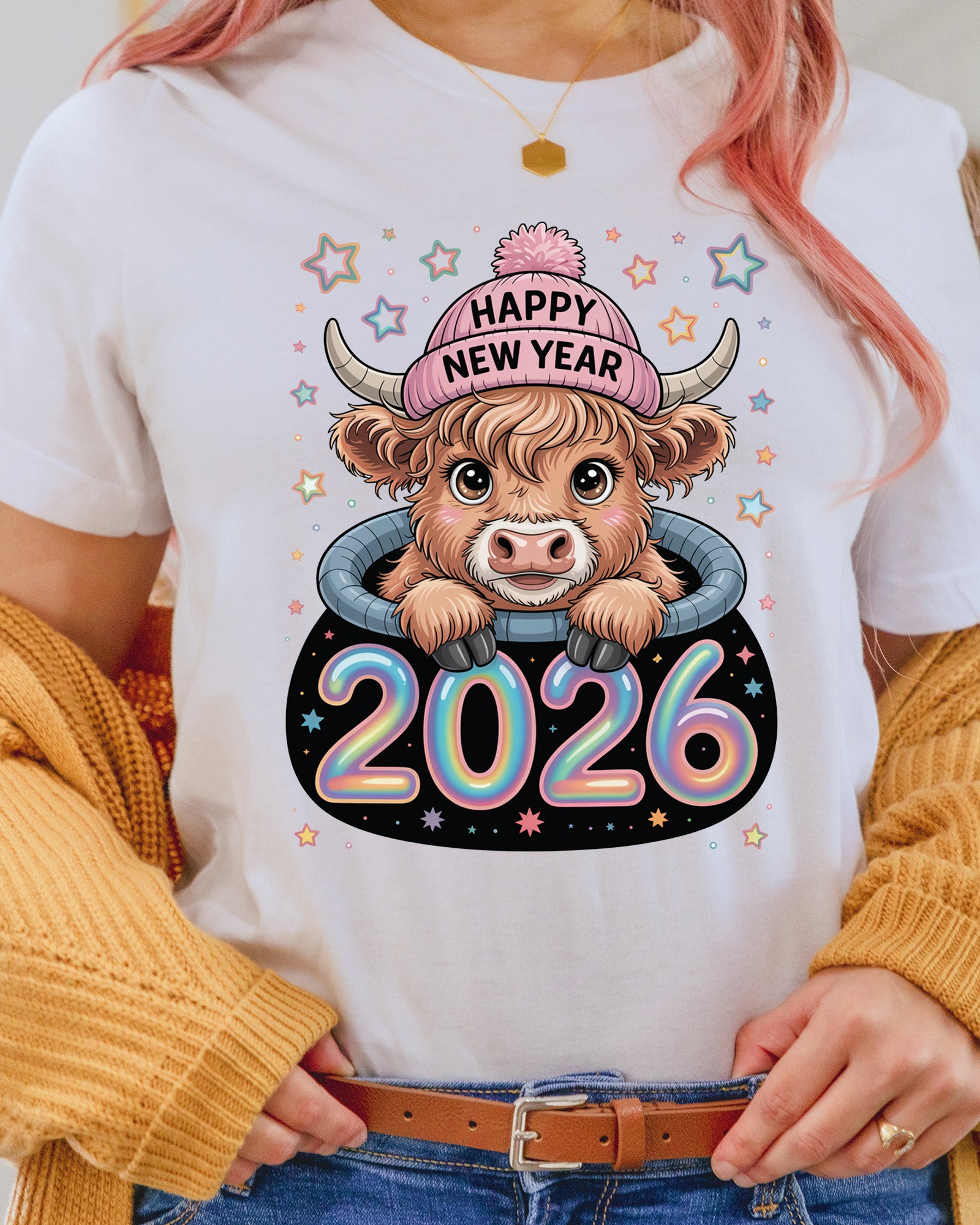 Happy New Year 2026 DTF Transfer, Ready to Press Heat Transfer for Shirts, Festive Holiday New Year Design, UV Sticker