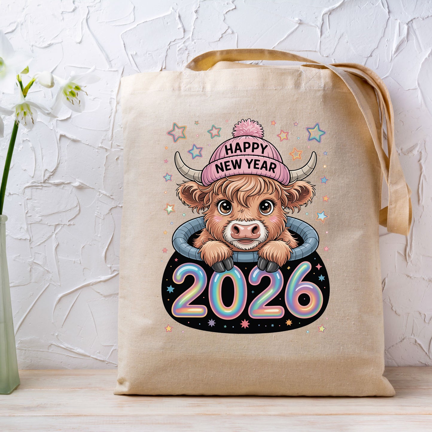 Happy New Year 2026 DTF Transfer, Ready to Press Heat Transfer for Shirts, Festive Holiday New Year Design, UV Sticker