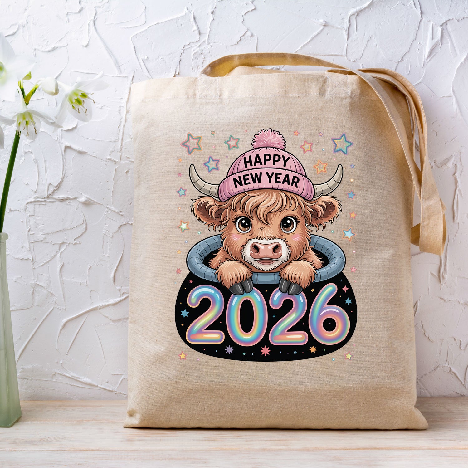 Happy New Year 2026 DTF Transfer, Ready to Press Heat Transfer for Shirts, Festive Holiday New Year Design, UV Sticker