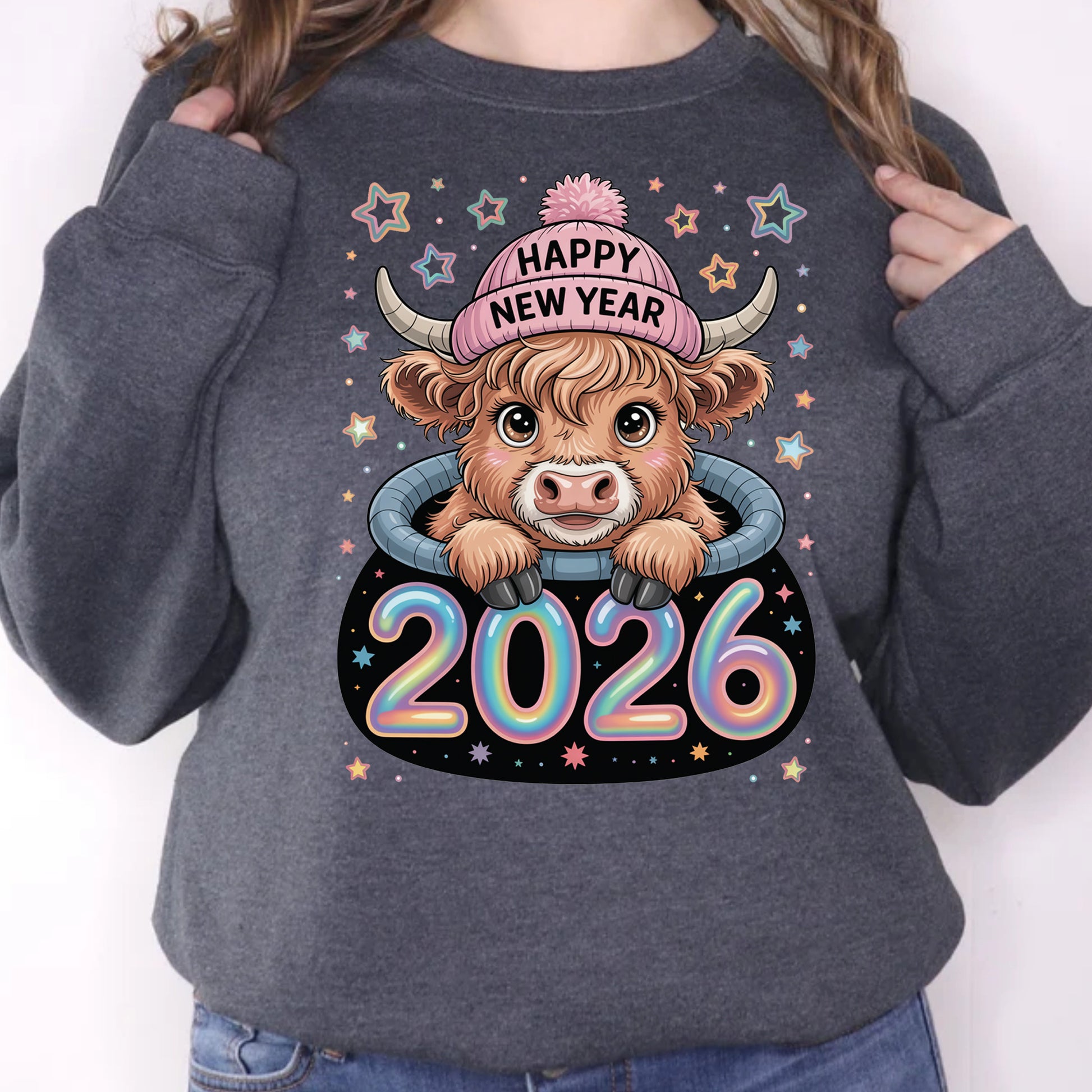 Happy New Year 2026 DTF Transfer, Ready to Press Heat Transfer for Shirts, Festive Holiday New Year Design, UV Sticker