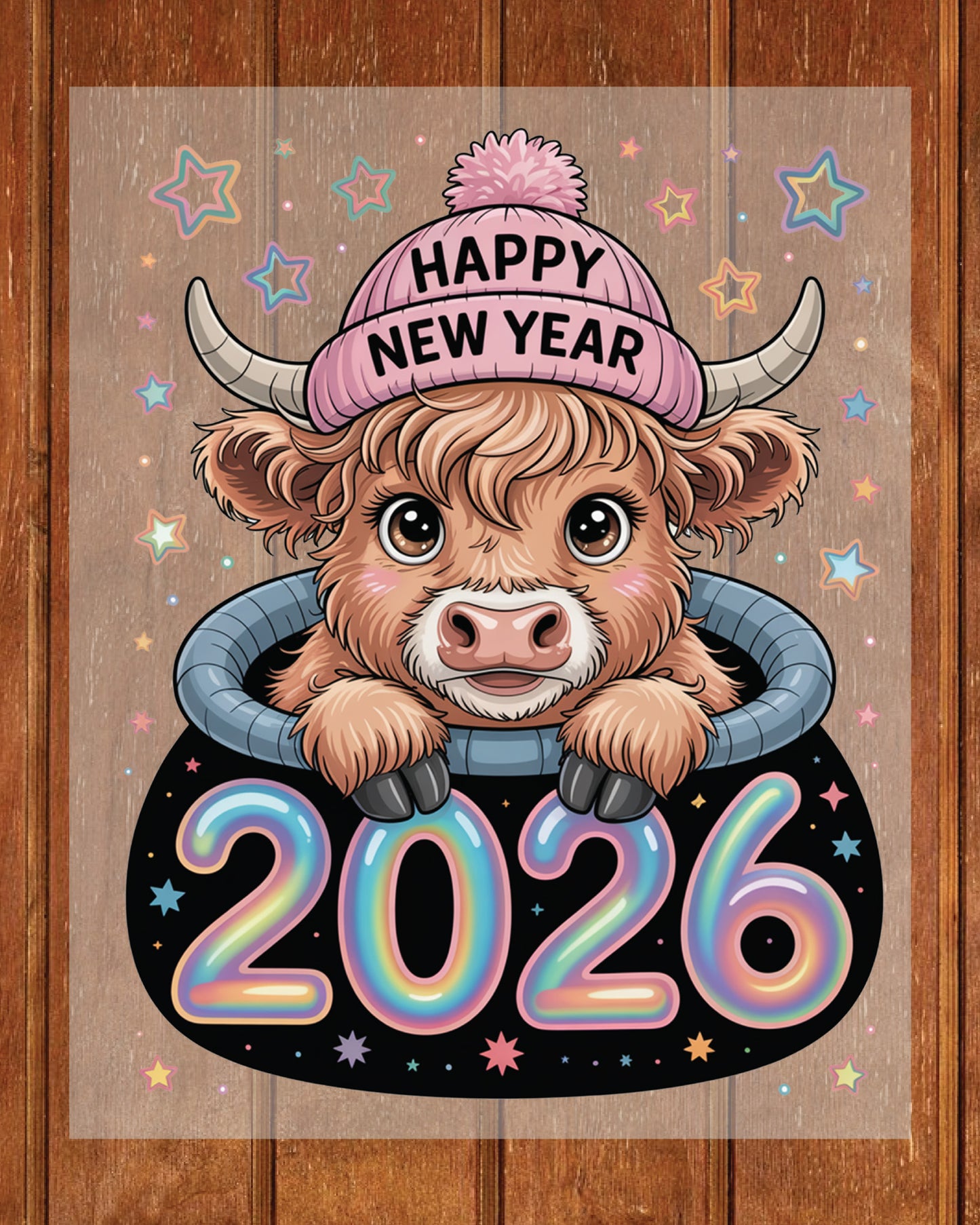 Happy New Year 2026 DTF Transfer, Ready to Press Heat Transfer for Shirts, Festive Holiday New Year Design, UV Sticker