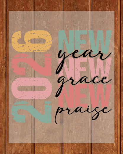 Happy New Year 2026 DTF Transfer, Ready to Press Heat Transfer for Shirts, Festive Holiday New Year 2026 Design, UV Sticker