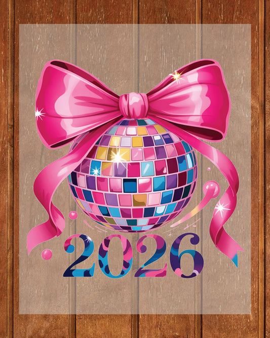 Happy New Year 2026 DTF Transfer, Ready to Press Heat Transfer for Shirts, Festive Holiday New Year 2026 Design, UV Sticker