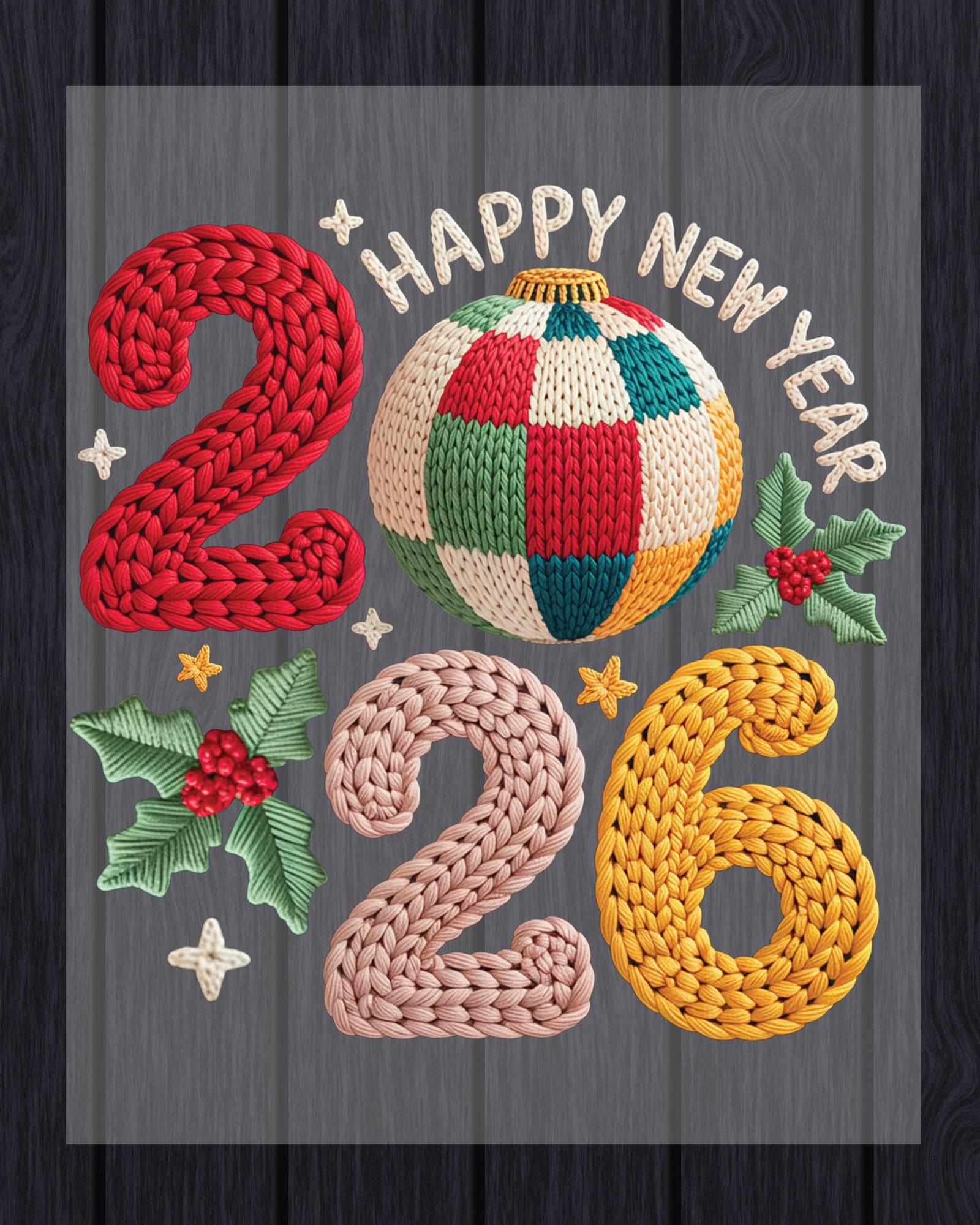 Happy New Year 2026 DTF Transfer, Ready to Press Heat Transfer for Shirts, Festive Holiday New Year 2026 Design, UV Sticker