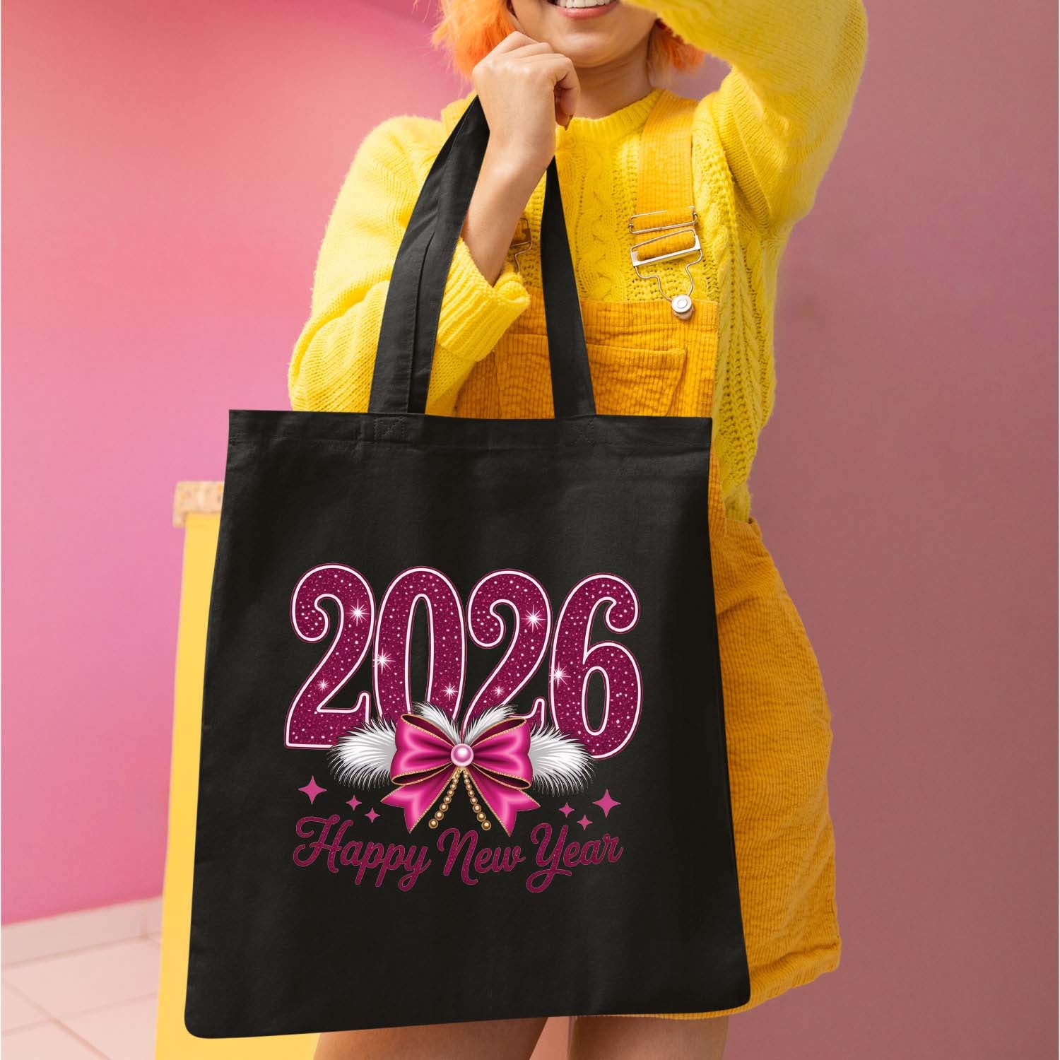 Happy New Year 2026 Glitter Faux DTF Transfer, Ready to Press Heat Transfer for Shirts, Festive Holiday Glitter New Year Design, UV Sticker