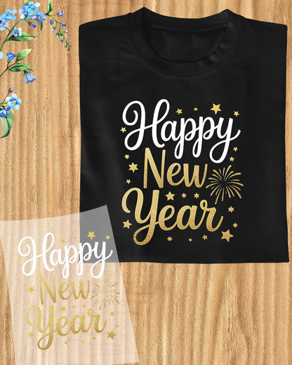 Happy New Year 2026 Hello 2026 DTF Transfer, Ready to Press Heat Transfer for Shirts, Festive Holiday New Year 2026 Design, UV Sticker
