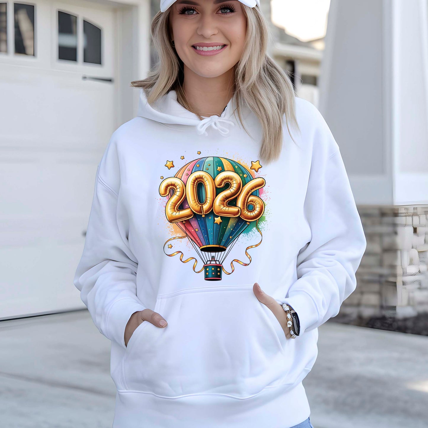 Happy New Year 2026 New Year Balloons DTF Transfer, Ready to Press Heat Transfer for Shirts, Festive Holiday New Year 2026 Design, UV Sticker