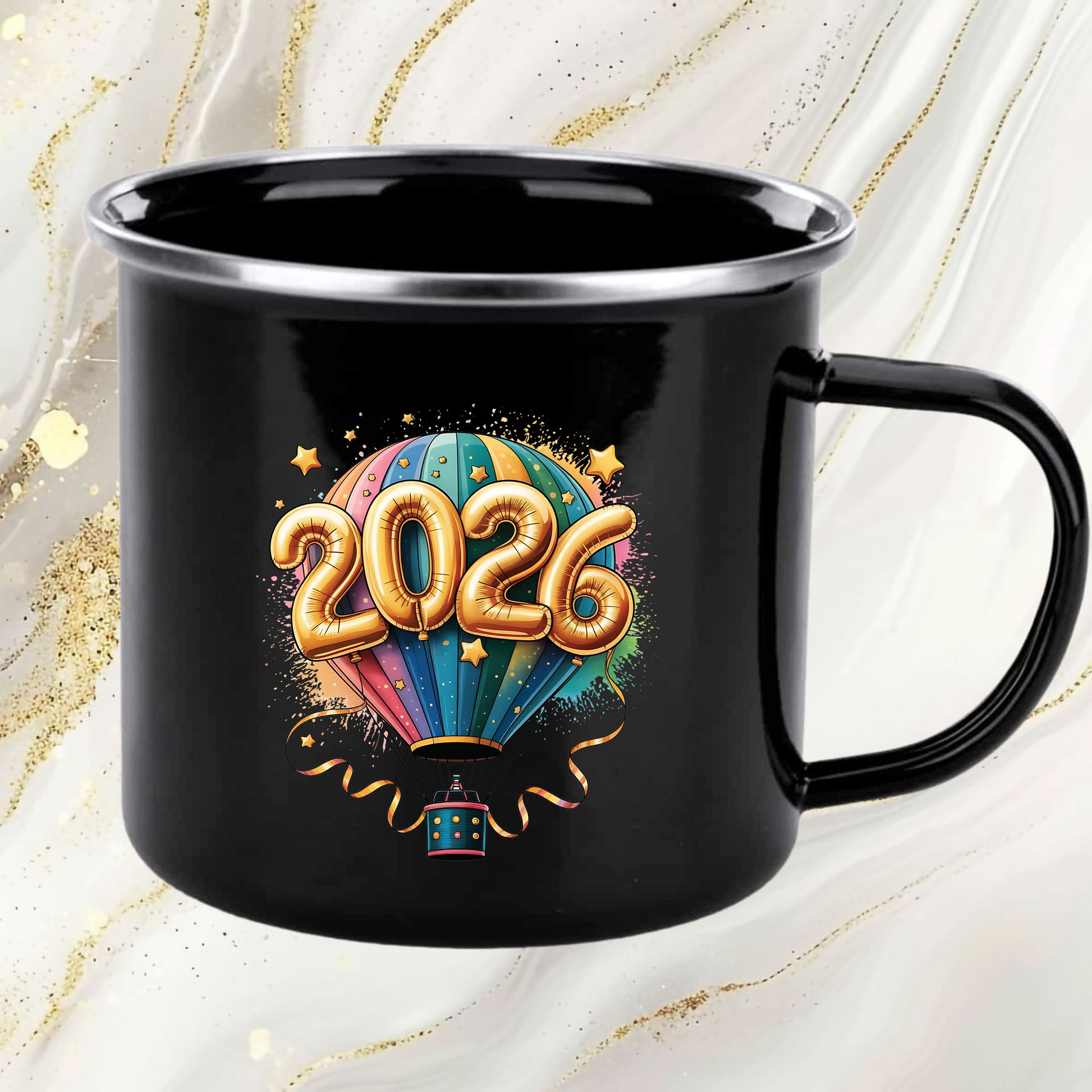 Happy New Year 2026 New Year Balloons DTF Transfer, Ready to Press Heat Transfer for Shirts, Festive Holiday New Year 2026 Design, UV Sticker