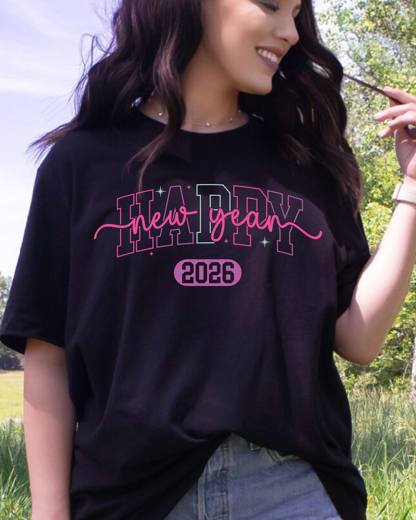Happy New Year 2026 New Year DTF Transfer, Ready to Press Heat Transfer for Shirts, Festive Holiday New Year 2026 Design, UV Sticker