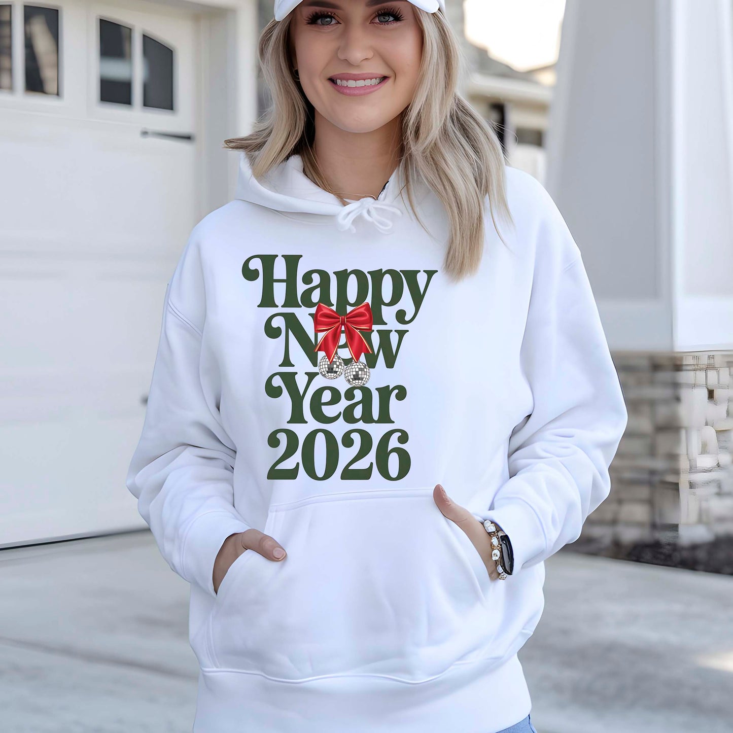 Happy New Year 2026 Pink Coquette DTF Transfer, Ready to Press Heat Transfer for Shirts, Festive Holiday Pink New Year Design, UV Sticker
