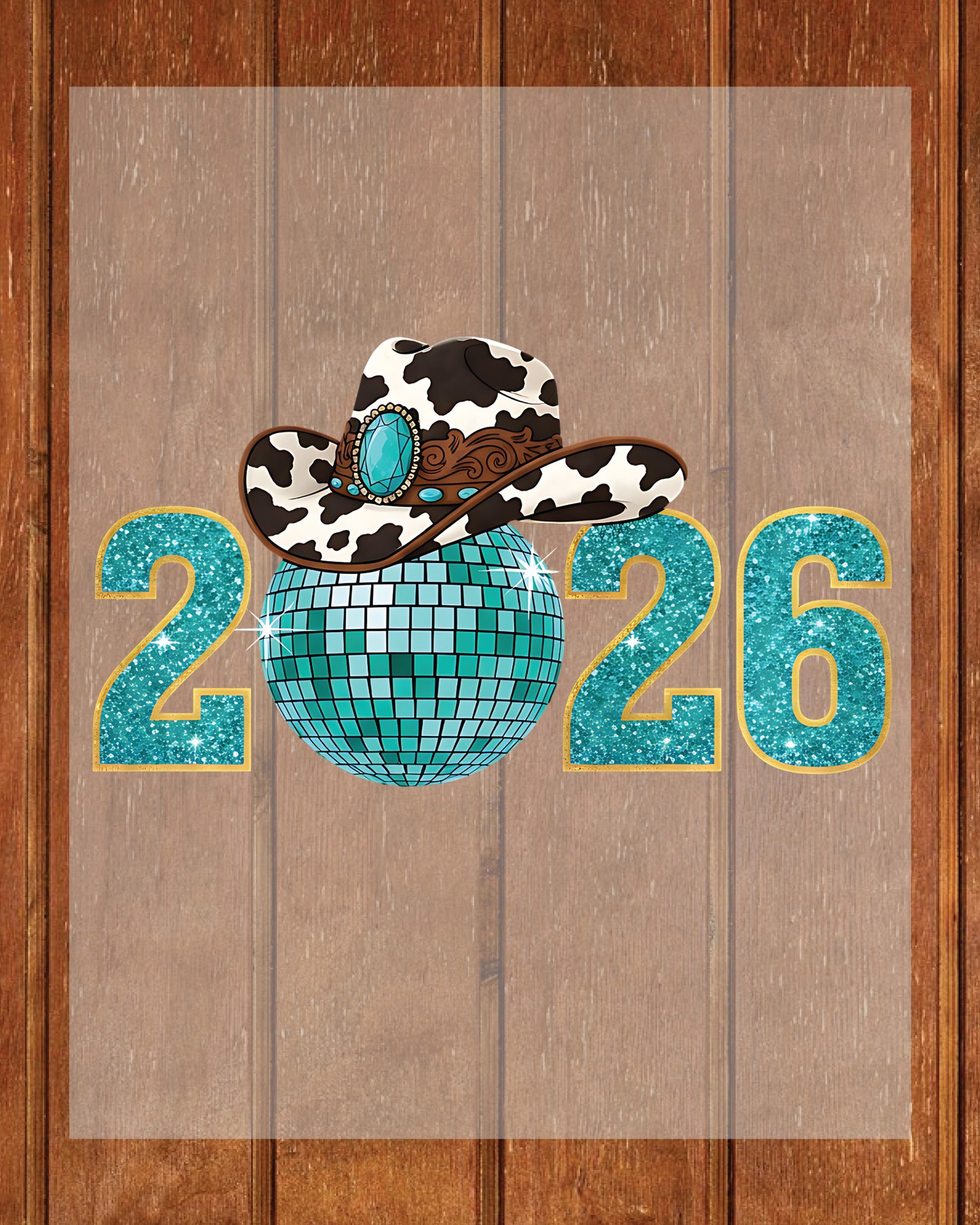 Happy New Years 2026 Western Cowgirl DTF Transfer, Ready to Press Heat Transfer for Shirts, Festive Western New Year 2026 Design, UV Sticker