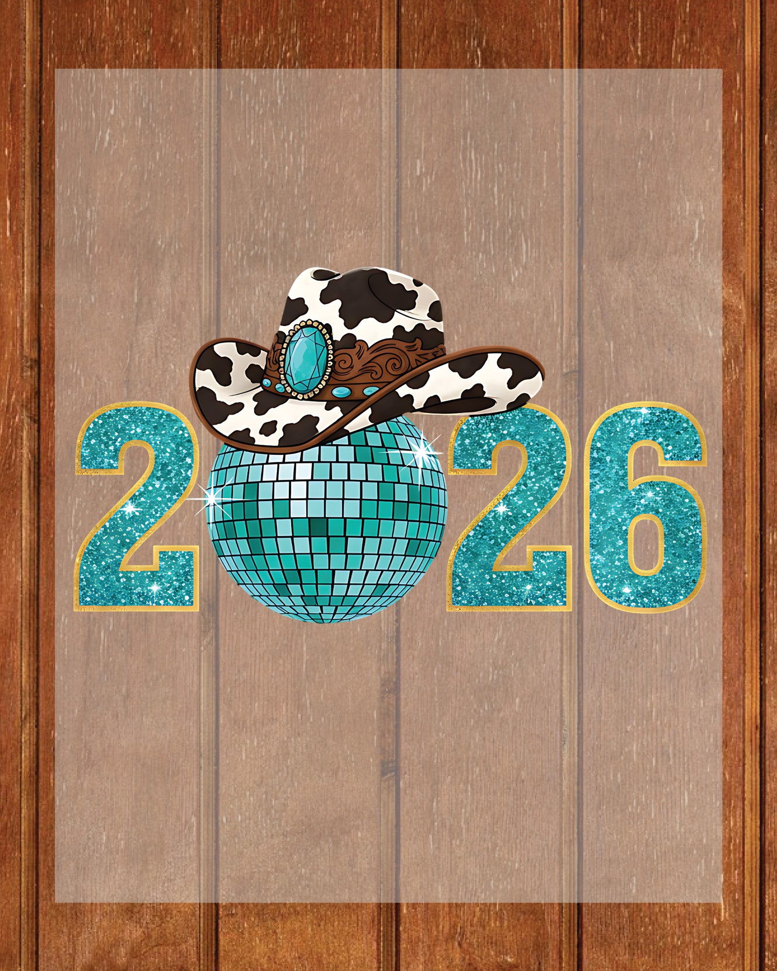 Happy New Years 2026 Western Cowgirl DTF Transfer, Ready to Press Heat Transfer for Shirts, Festive Western New Year 2026 Design, UV Sticker
