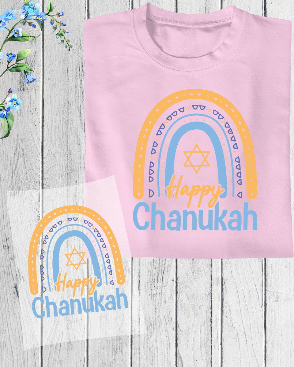 Happy Chanukah Rainbow DTF Transfer Film