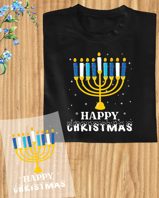 Hanukkah Happy Christmas  DTF Transfer Film