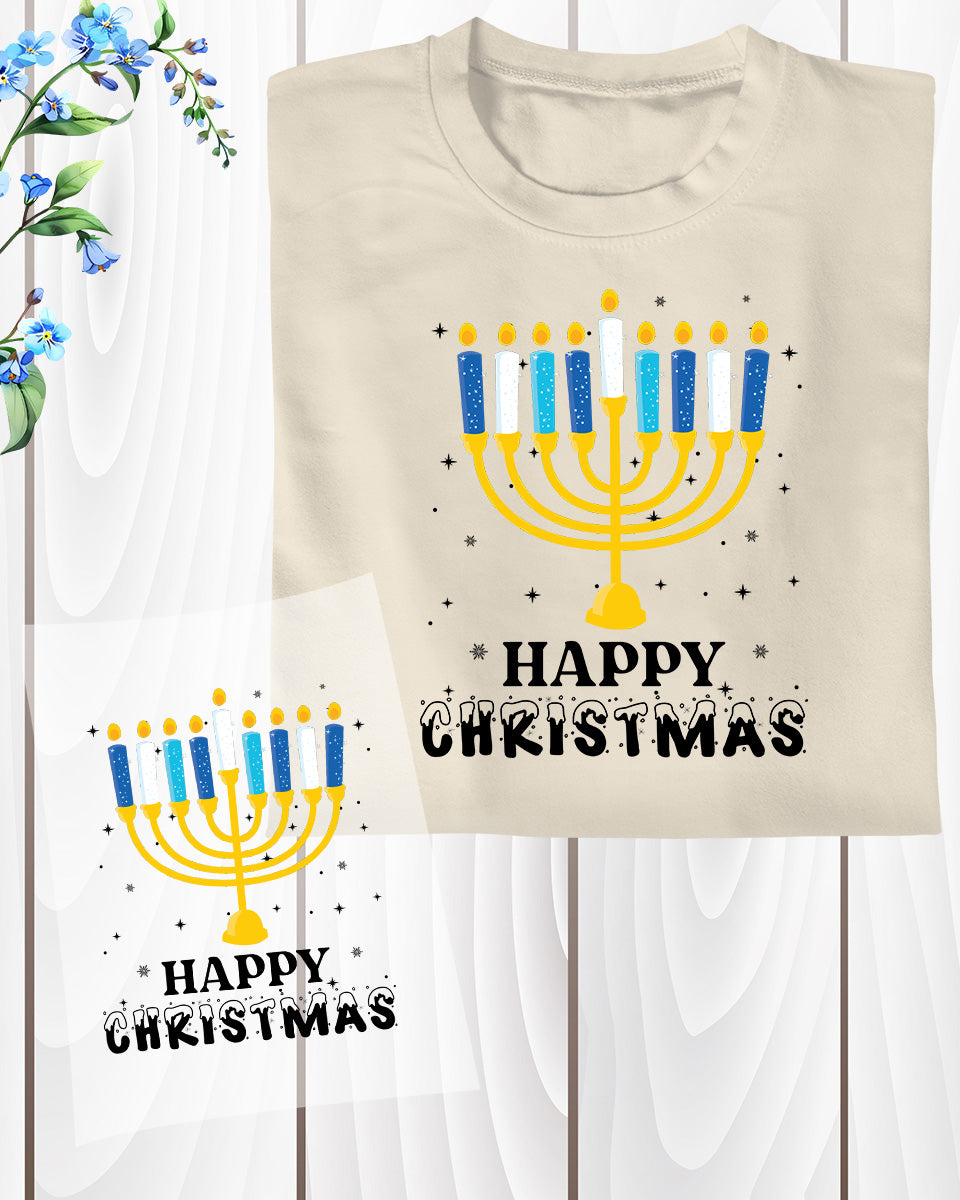 Happy Christmas Hanukkah DTF Transfer Sheets