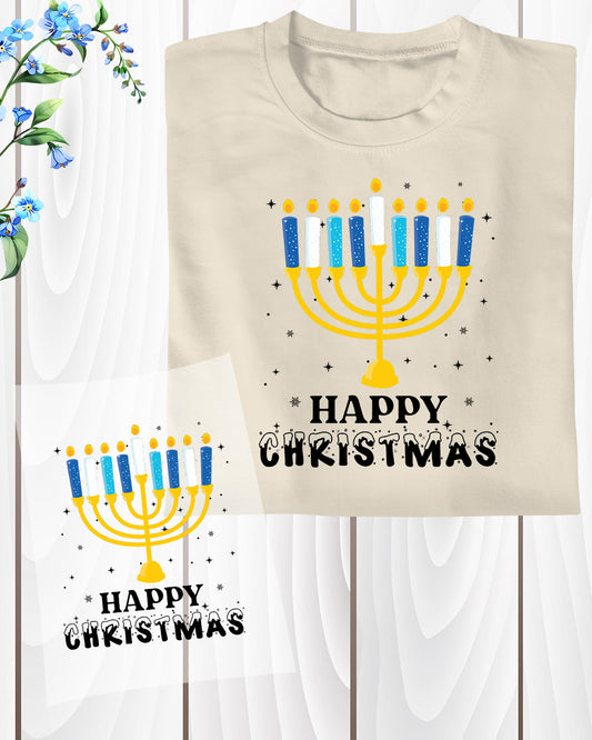 Happy Christmas Hanukkah DTF Transfer Sheets