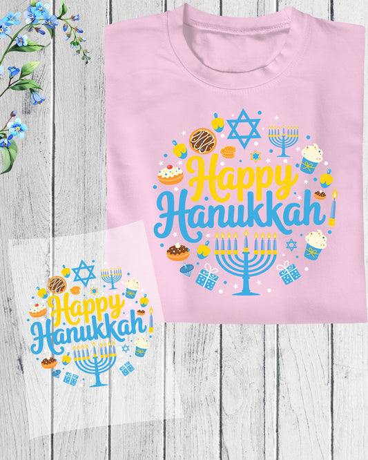 Happy Hanukkah Trendy DTF Transfer Film