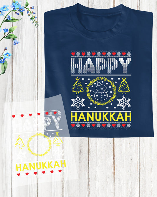 Happy Hanukkah Gift DTF Transfer Film