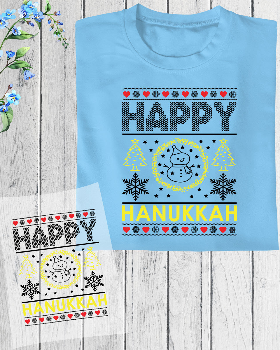 Happy Hanukkah Ugly Sweater DTF Transfer Sheets