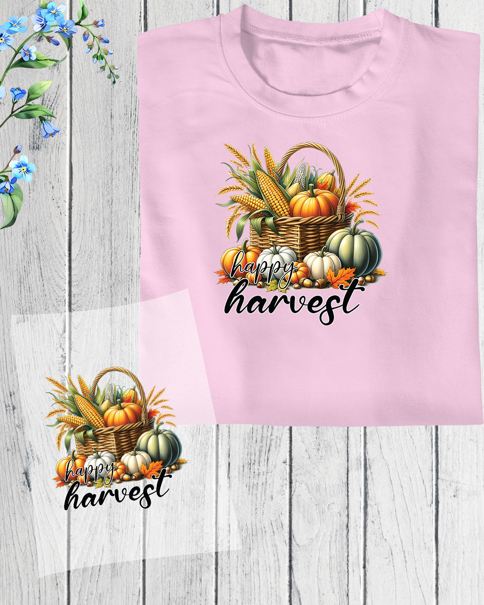 Happy Harvest Sunflower Pumpkins DTF Transfer Film