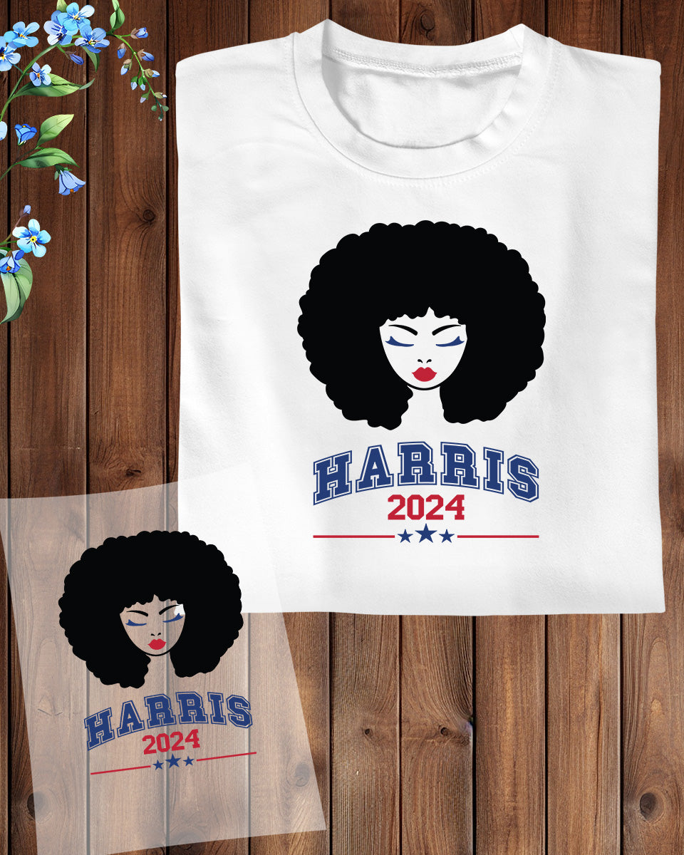 Kamala Harris 2024 Afro DTF Transfer Film