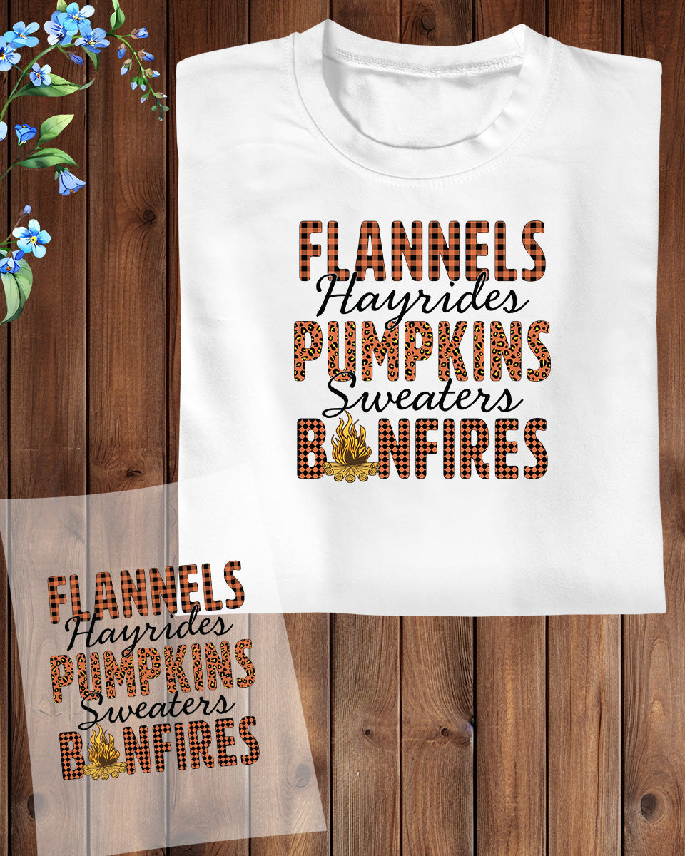 Flannels Pumpkins Bonfires Fall DTF Transfer Film