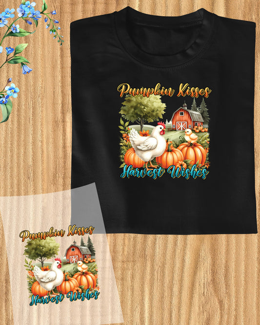 Pumpkin and Kisses Harvest Wishes Funny DTF Transfer Film