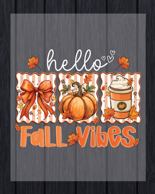 Hello Fall Vibes Pumpkin Coffee DTF Transfer