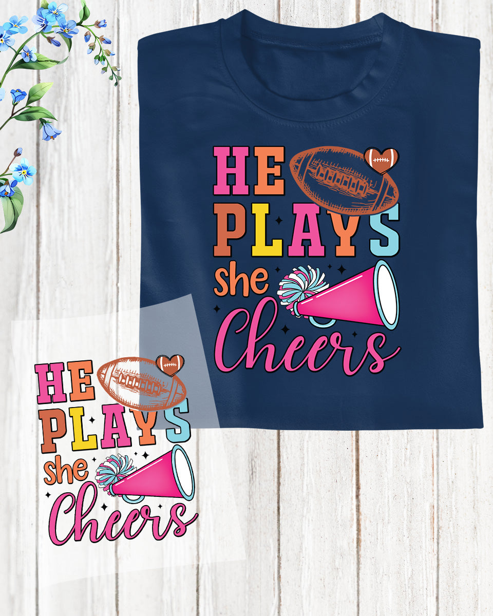 He Plays She Cheers DTF Transfer Film