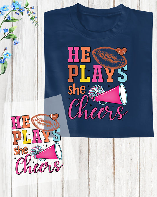 He Plays She Cheers DTF Transfer Film