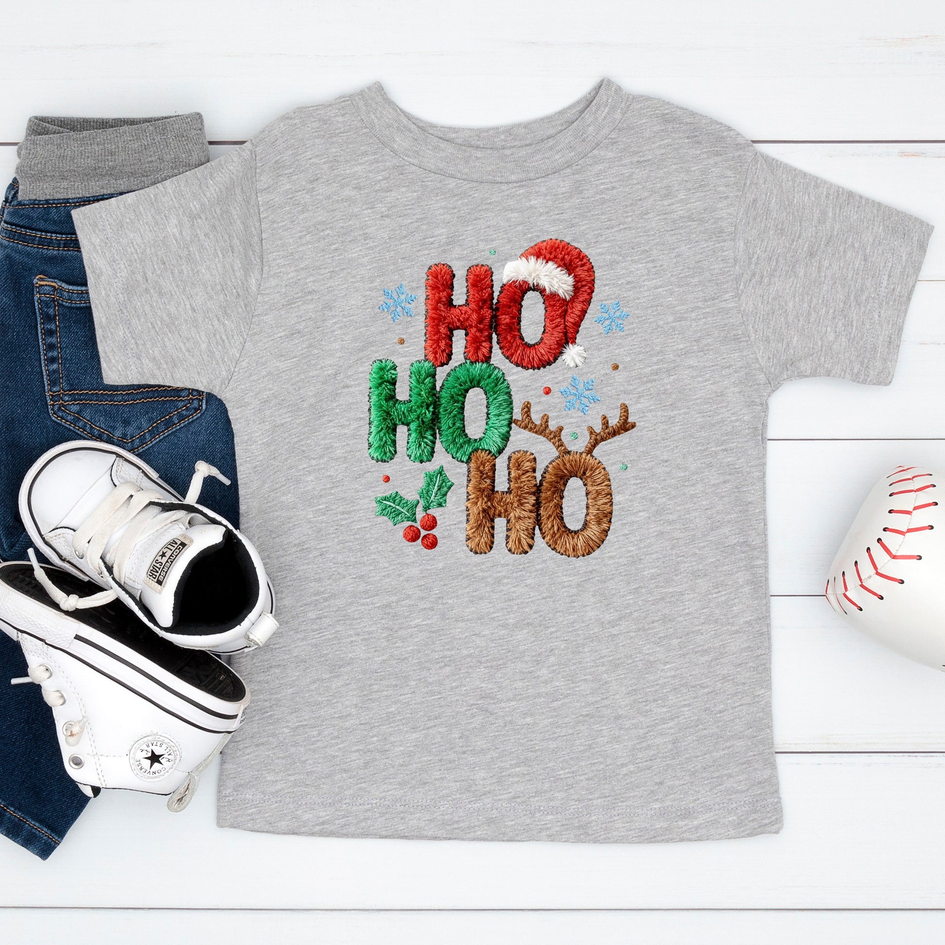 Ho Ho Ho Crochet Faux Yarn Christmas T Shirts, Christmas Santa Shirt, X-mas Funny Gift Sweater Tees