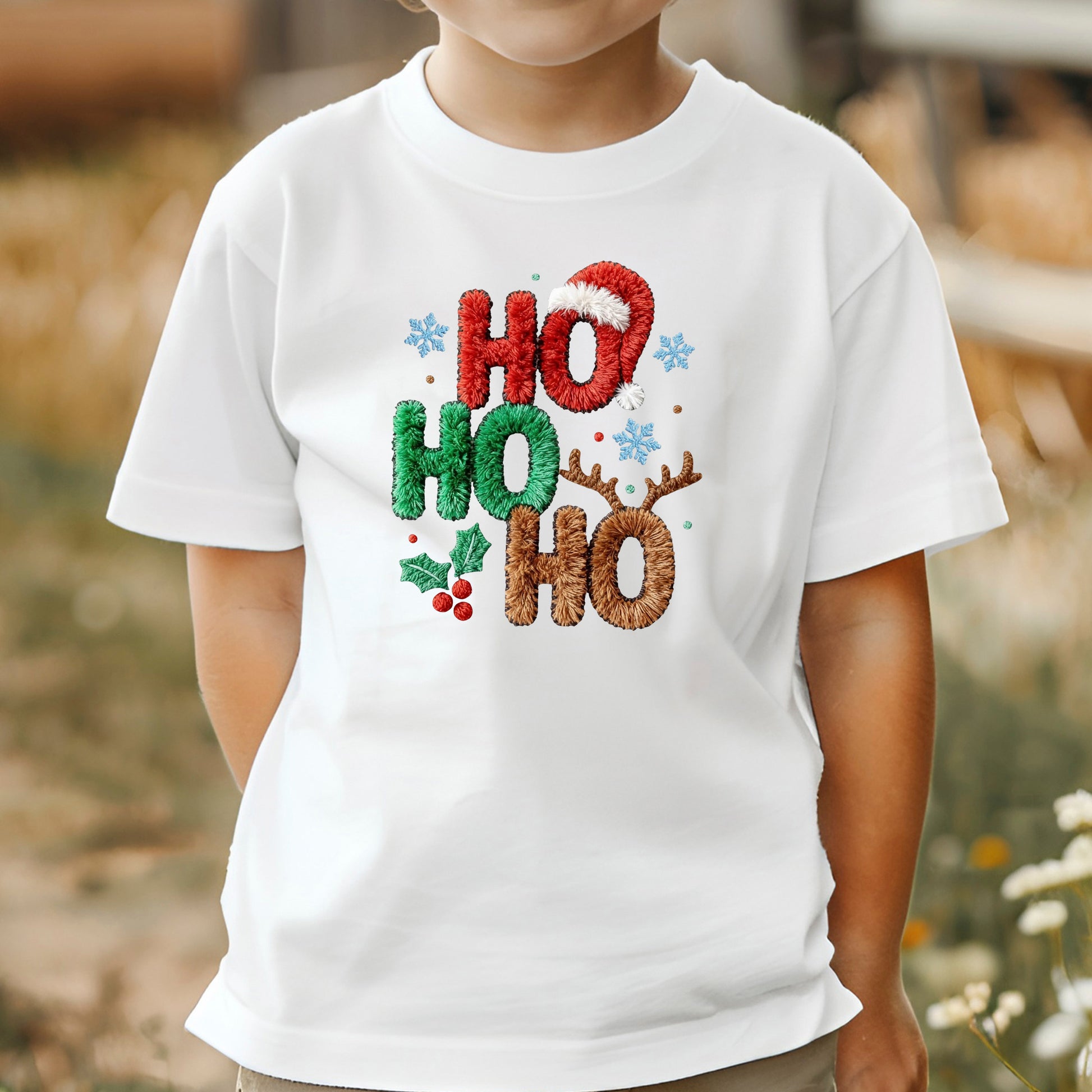 Ho Ho Ho Crochet Faux Yarn Christmas T Shirts, Christmas Santa Shirt, X-mas Funny Gift Sweater Tees