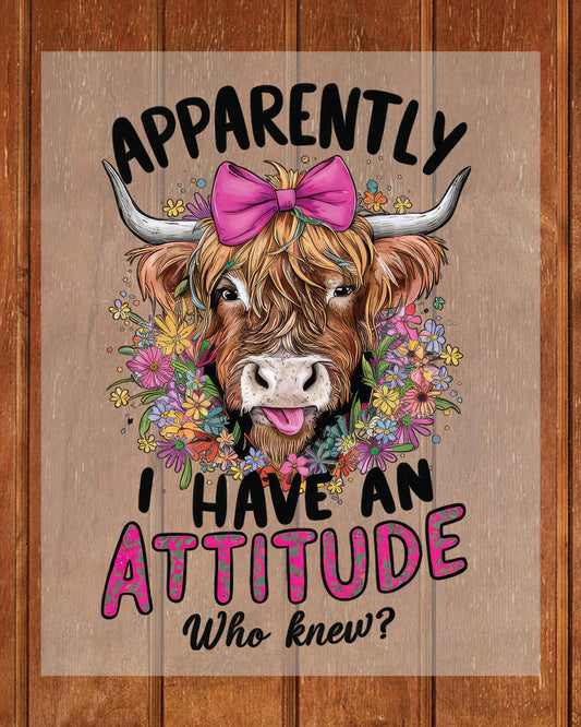 Highland Cow Attitude Funny DTF Transfer