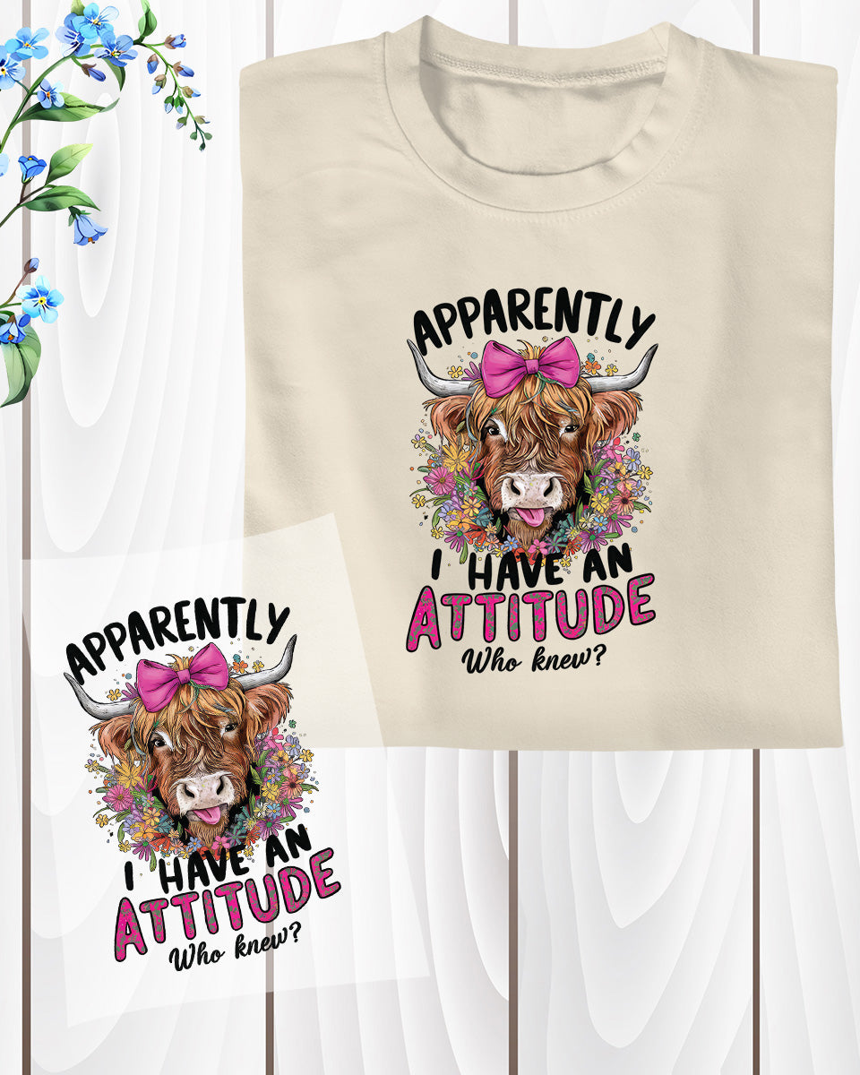 Highland Cow Attitude Funny DTF Transfer