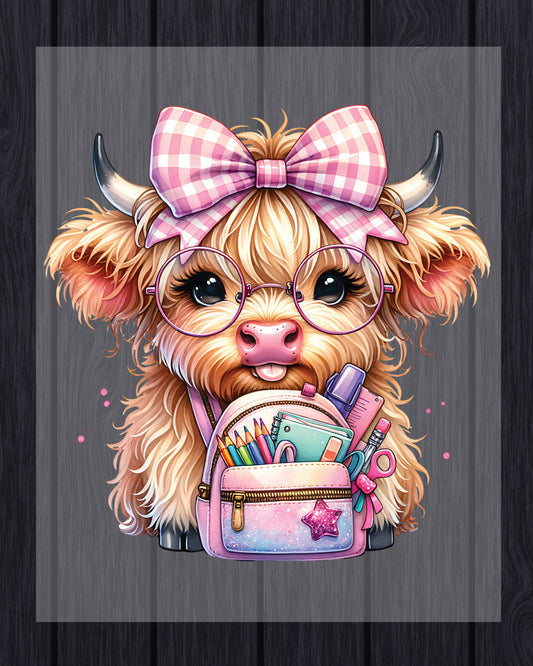 Highland Cow Back to School DTF Transfer