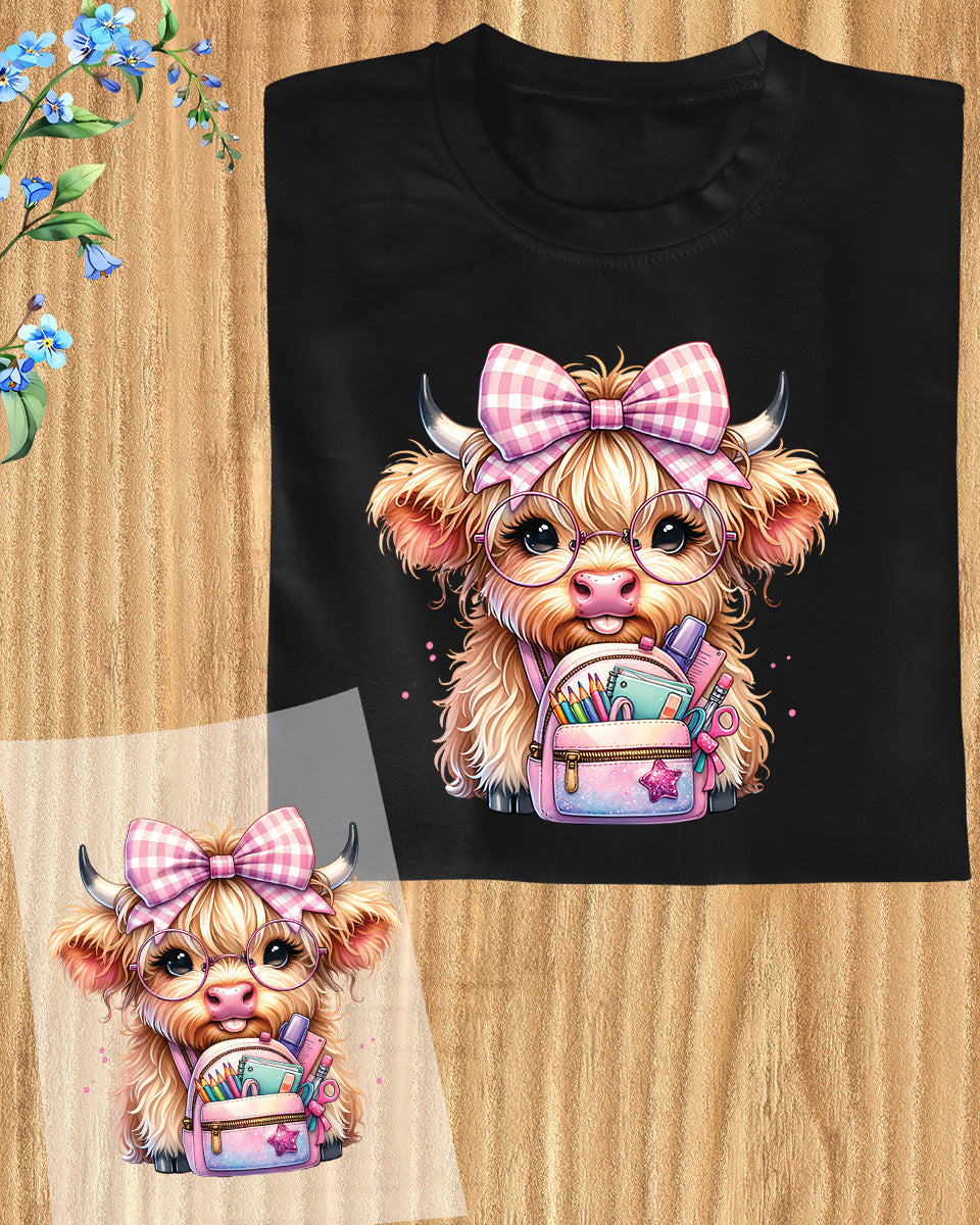 Highland Cow Back to School DTF Transfer