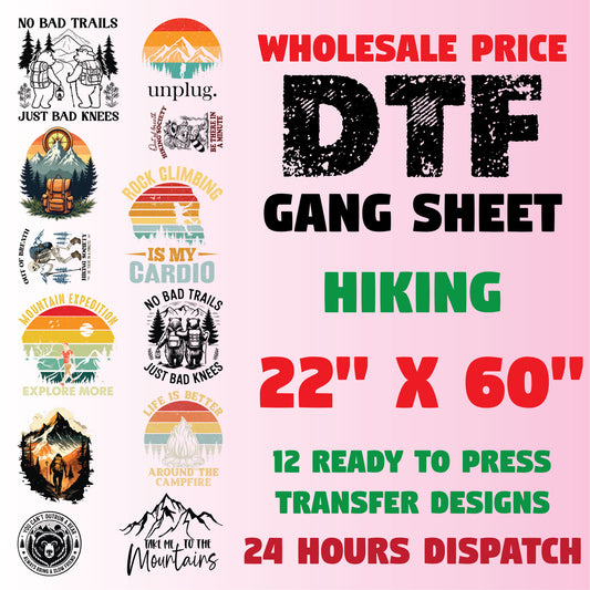 Hiking DTF Transfer Premade Gang sheet