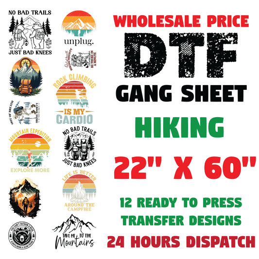 Hiking DTF Transfer Premade Gang sheet